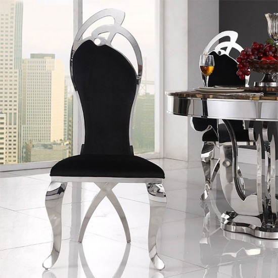 Luxury Chair Mirror  Stainless Steel So Style Black Velvet - 6920006 MAKE UP FURNITURES